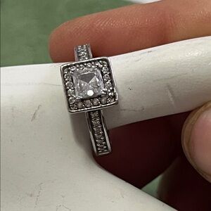Elegant Silver Square-Cut Ring